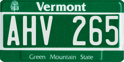 VT license plate AHV265