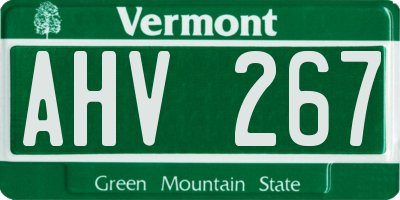 VT license plate AHV267