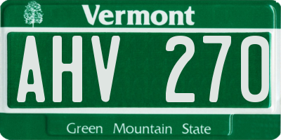 VT license plate AHV270