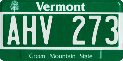 VT license plate AHV273