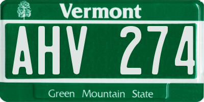 VT license plate AHV274