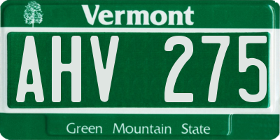 VT license plate AHV275