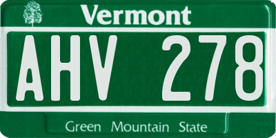 VT license plate AHV278