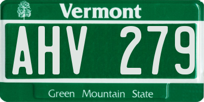 VT license plate AHV279
