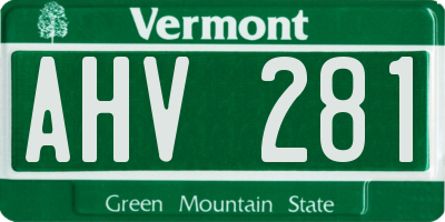 VT license plate AHV281