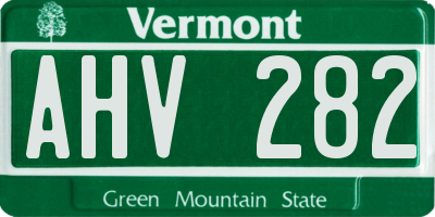 VT license plate AHV282