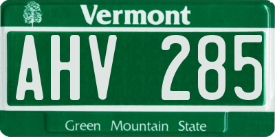 VT license plate AHV285