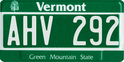 VT license plate AHV292
