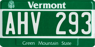 VT license plate AHV293