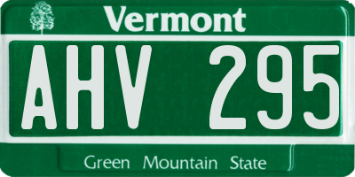 VT license plate AHV295