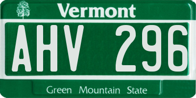 VT license plate AHV296