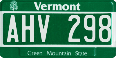 VT license plate AHV298