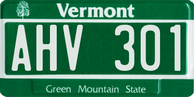 VT license plate AHV301