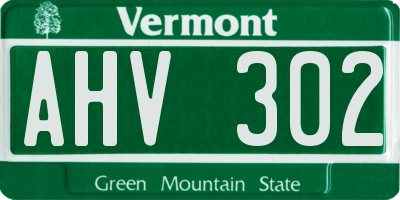VT license plate AHV302