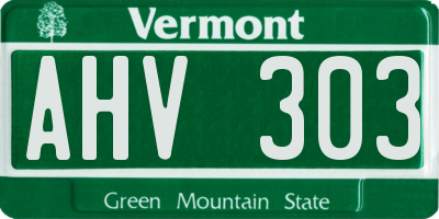 VT license plate AHV303
