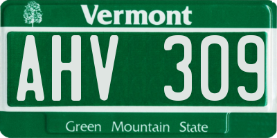 VT license plate AHV309