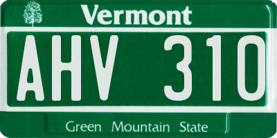 VT license plate AHV310