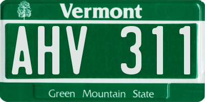 VT license plate AHV311