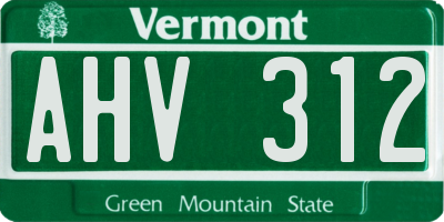 VT license plate AHV312