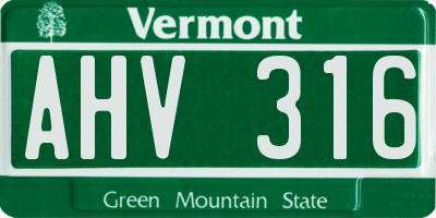 VT license plate AHV316