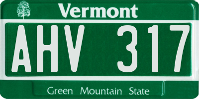 VT license plate AHV317