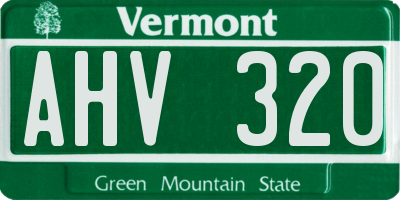 VT license plate AHV320