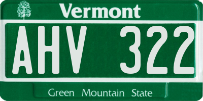VT license plate AHV322