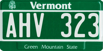 VT license plate AHV323