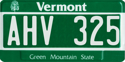 VT license plate AHV325