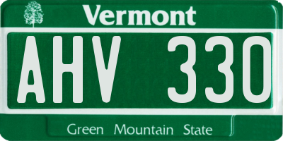 VT license plate AHV330