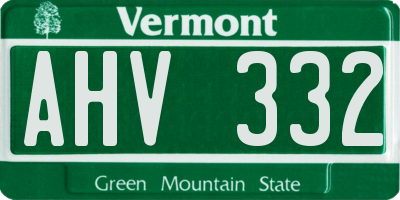 VT license plate AHV332