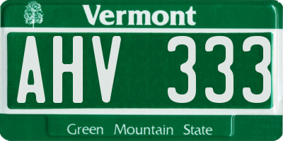 VT license plate AHV333