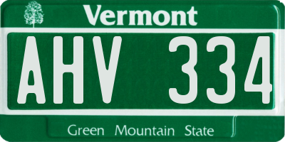 VT license plate AHV334