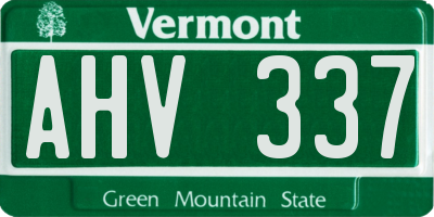 VT license plate AHV337