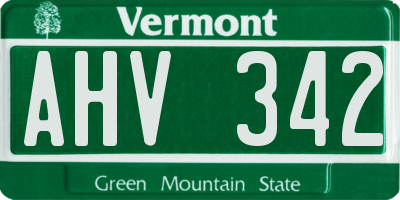 VT license plate AHV342