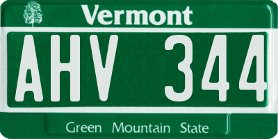 VT license plate AHV344
