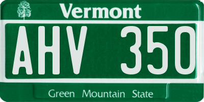 VT license plate AHV350