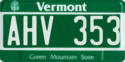 VT license plate AHV353