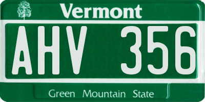 VT license plate AHV356
