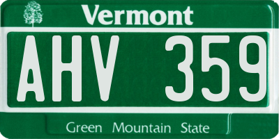 VT license plate AHV359
