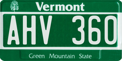 VT license plate AHV360