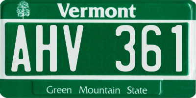 VT license plate AHV361