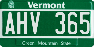 VT license plate AHV365