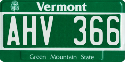 VT license plate AHV366