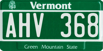 VT license plate AHV368