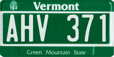 VT license plate AHV371