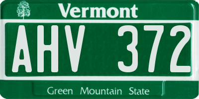 VT license plate AHV372