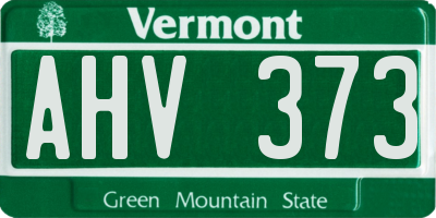 VT license plate AHV373