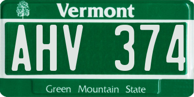 VT license plate AHV374