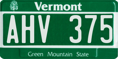 VT license plate AHV375
